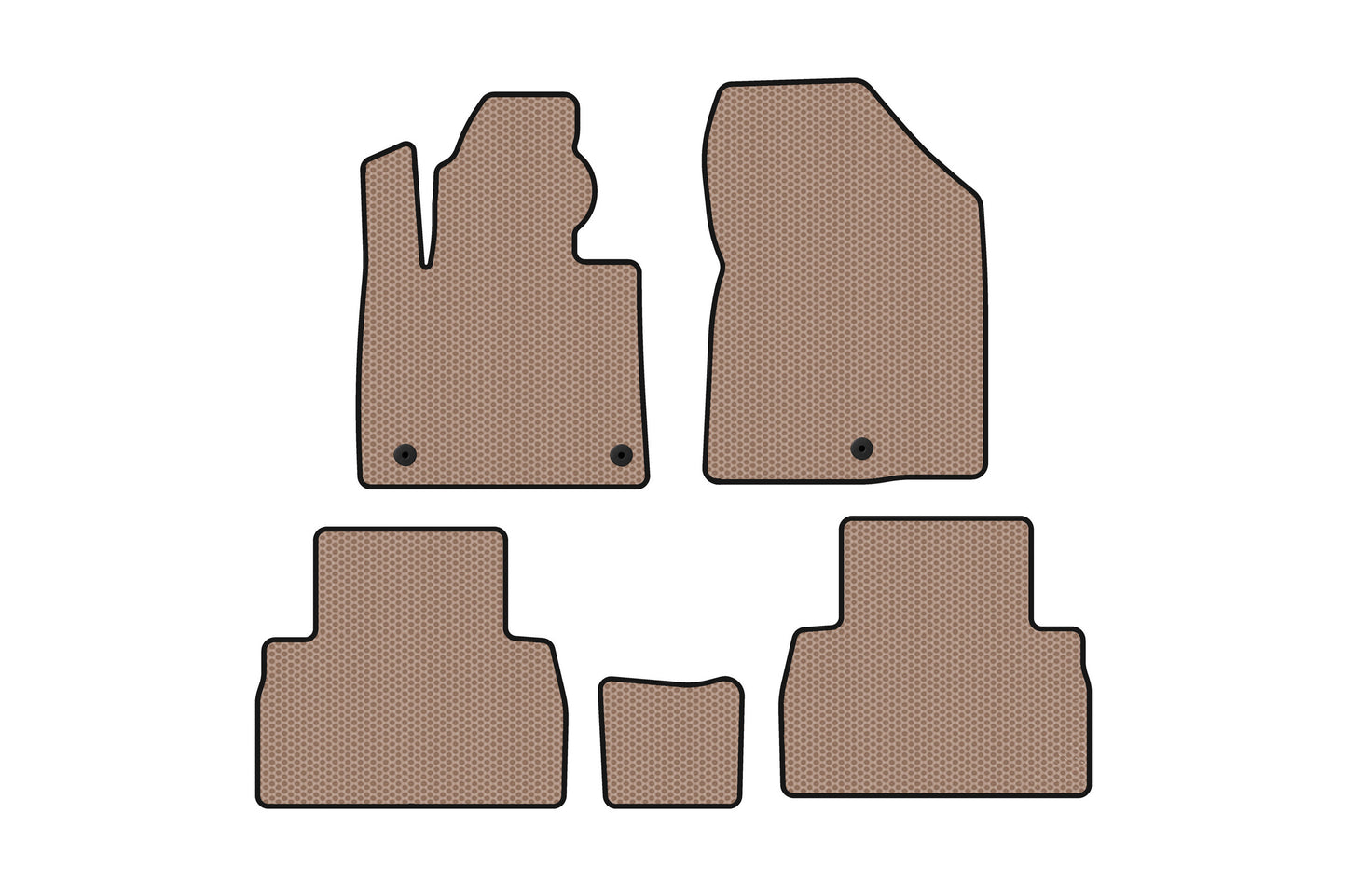 Rubber Floor Mats Carsuit (2018-2020, Beige) for Hyundai Santa Fe 4 2018-2023 - image 1