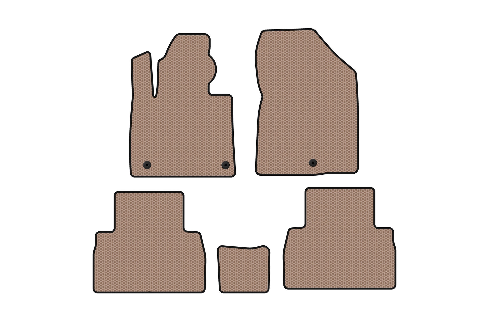 Rubber Floor Mats Carsuit (2018-2020, Beige) for Hyundai Santa Fe 4 2018-2023 - image 1