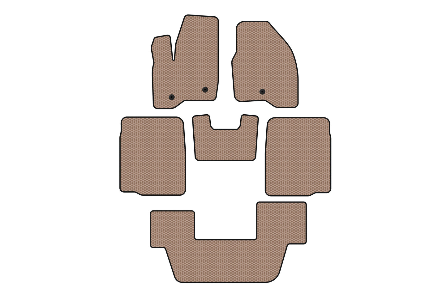 Rubber floor mats Carsuit (3 rows, 2011-2015, beige) for Ford Explorer 2011-2019 - image 1