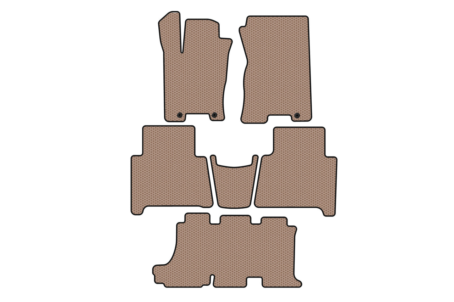 Rubber floor mats Carsuit (3 rows, beige) for Kia Mohave 2008-2016 - image 1