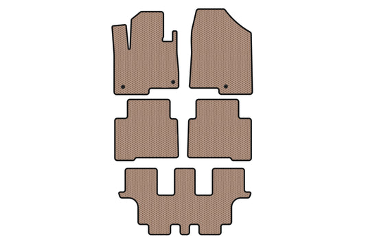 Rubber floor mats Carsuit (3 rows, for Grand, beige) for Hyundai Santa Fe 4 2018-2023 - image 1