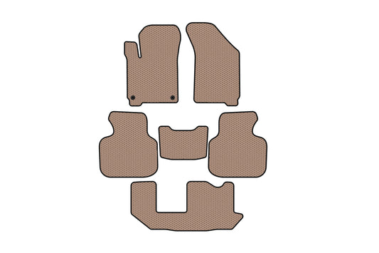 Rubber floor mats Carsuit (2011-2020, 3 rows, 7-seater, beige) for Dodge Journey 2008-2020 - image 1