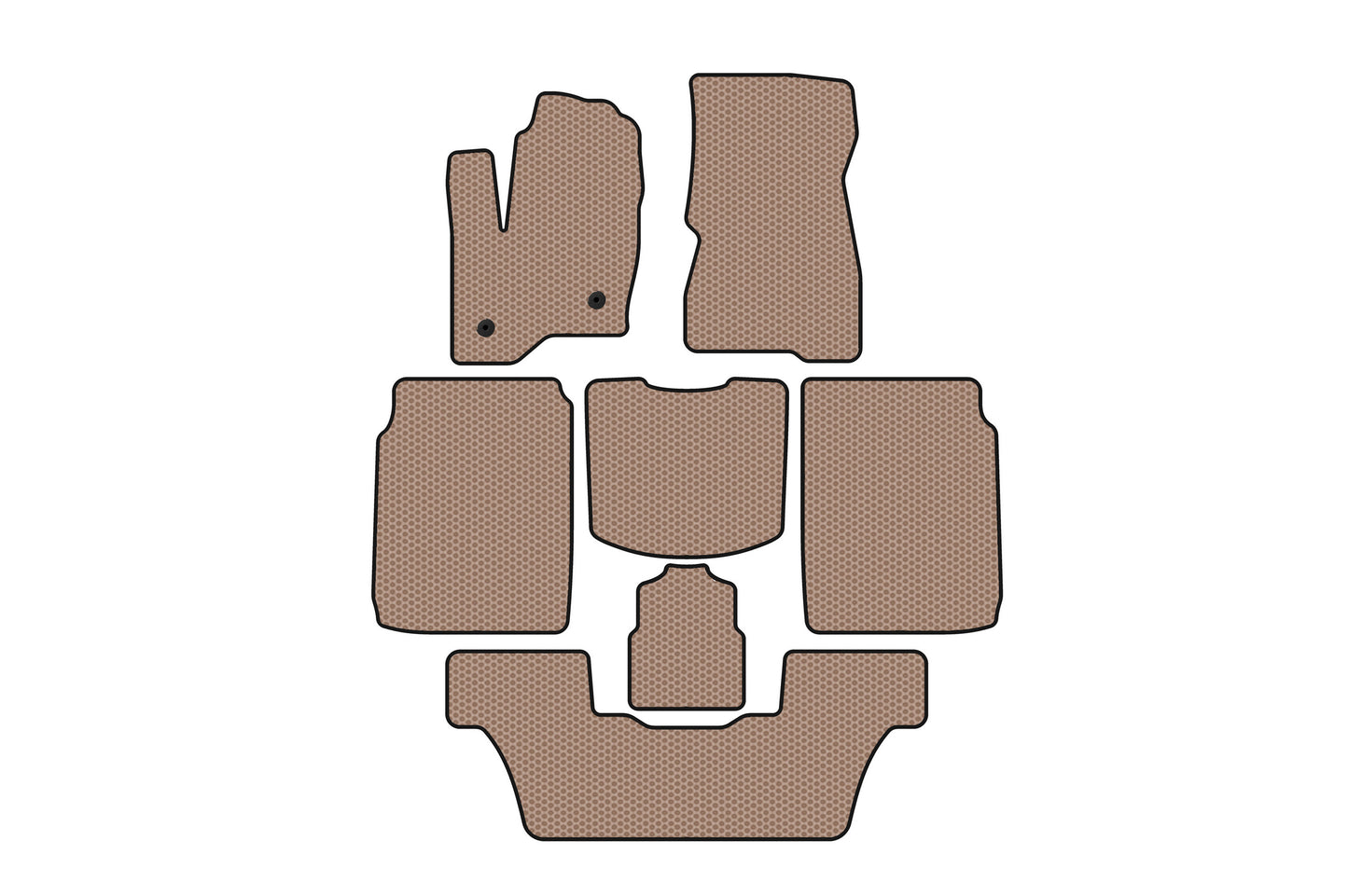 Rubber floor mats Carsuit (3 rows, 2013-2019, beige) for Ford Flex 2009-2019 - image 1
