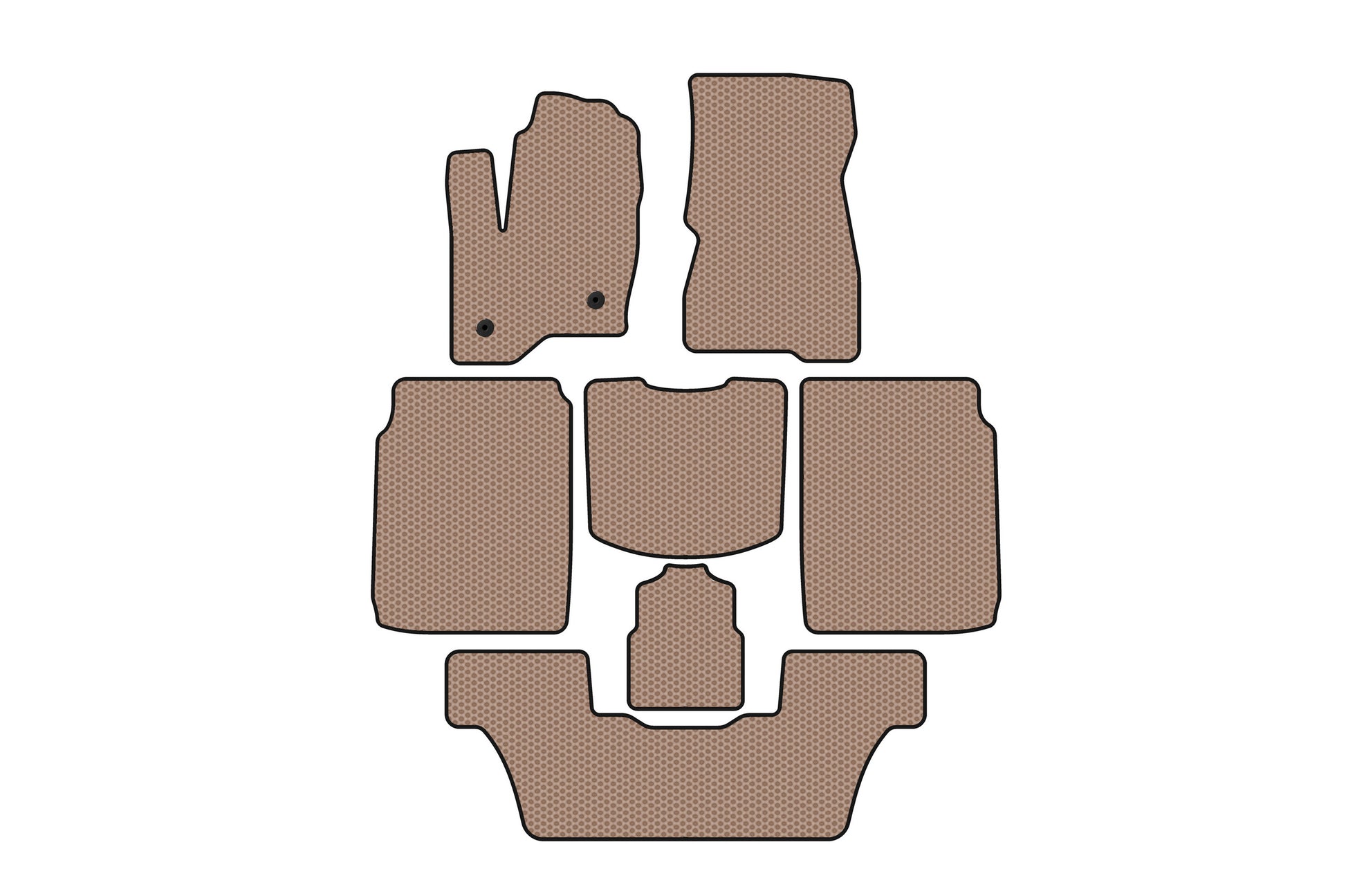 Rubber floor mats Carsuit (3 rows, 2013-2019, beige) for Ford Flex 2009-2019 - image 1