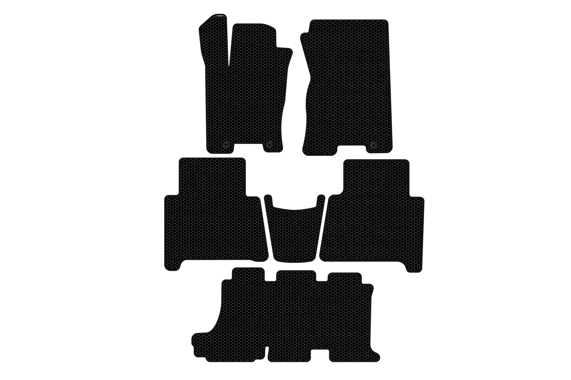 Rubber floor mats Carsuit (3 rows, black) for Kia Mohave 2008-2016 - image 1