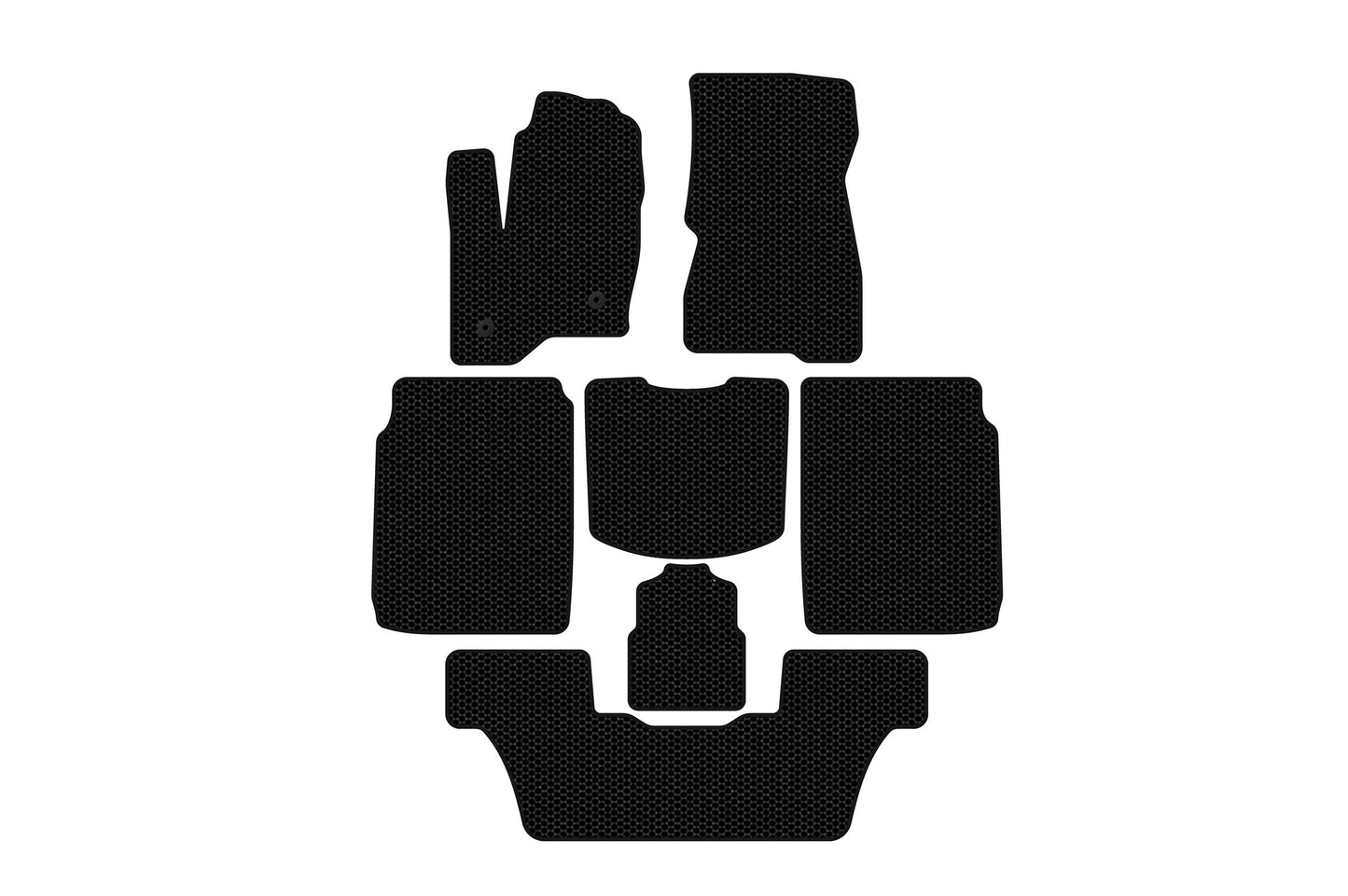 Rubber Floor Mats Carsuit (3 Rows, 2013-2019, Black) for Ford Flex 2009-2019 - image 1