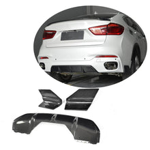 Rear Bumper Diffuser With Splitters Carbon Fiber V1 (M-Sport) for BMW X6 F-16 2014-2019 - image 1