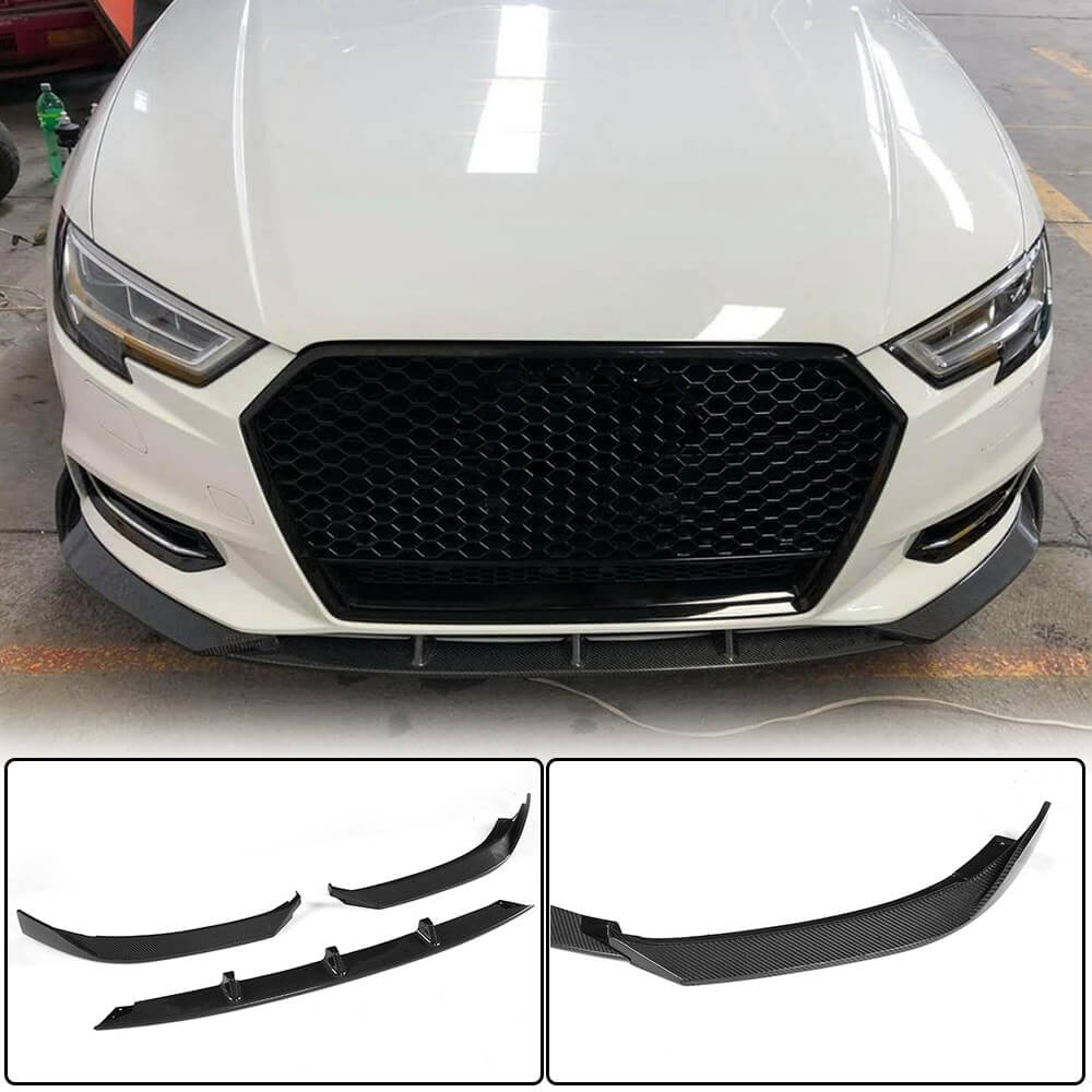 Front Bumper Lip Lip V1 (for Base 2017-2020 Sedan, Carbon) for Audi A3 2012-2020 - image 1