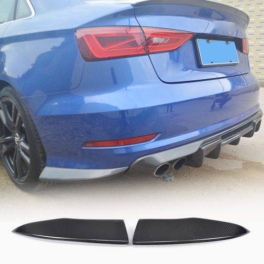 Rear Bumper Extensions Flap (for S-Line SD 2012-2016, Carbon) for Audi A3 2012-2020 - image 1