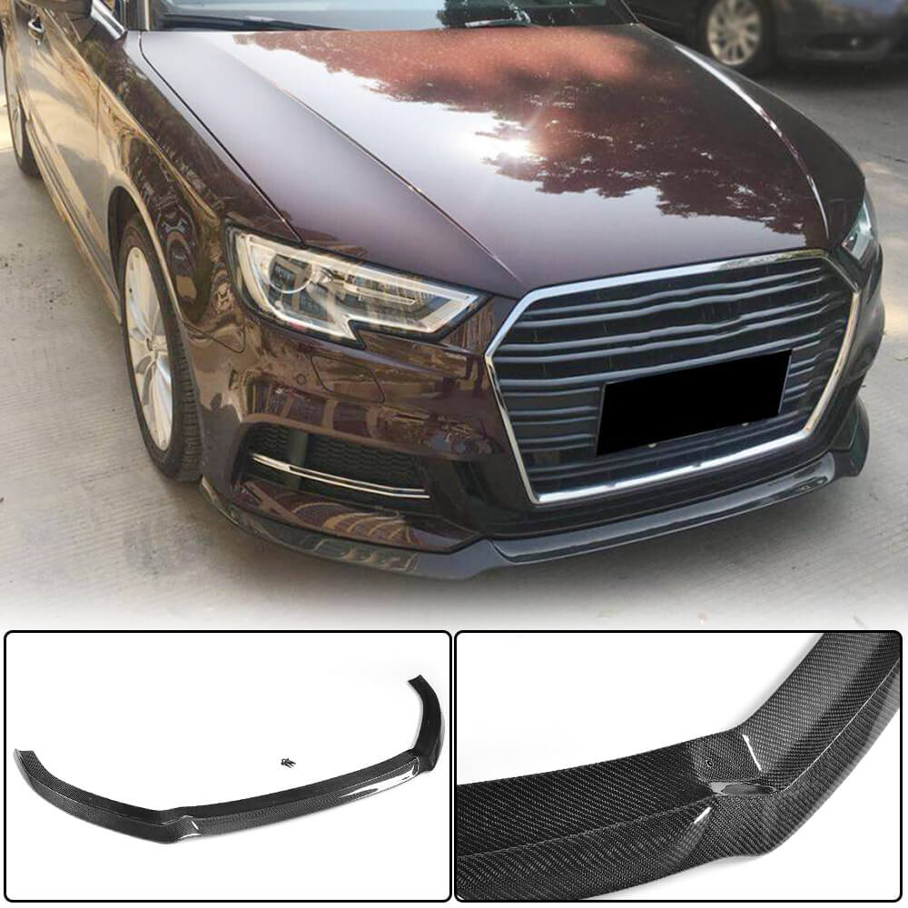 Front Bumper Lip V1 (for S-Line 2017-2020 HB, Carbon) for Audi A3 2012-2020 - image 1