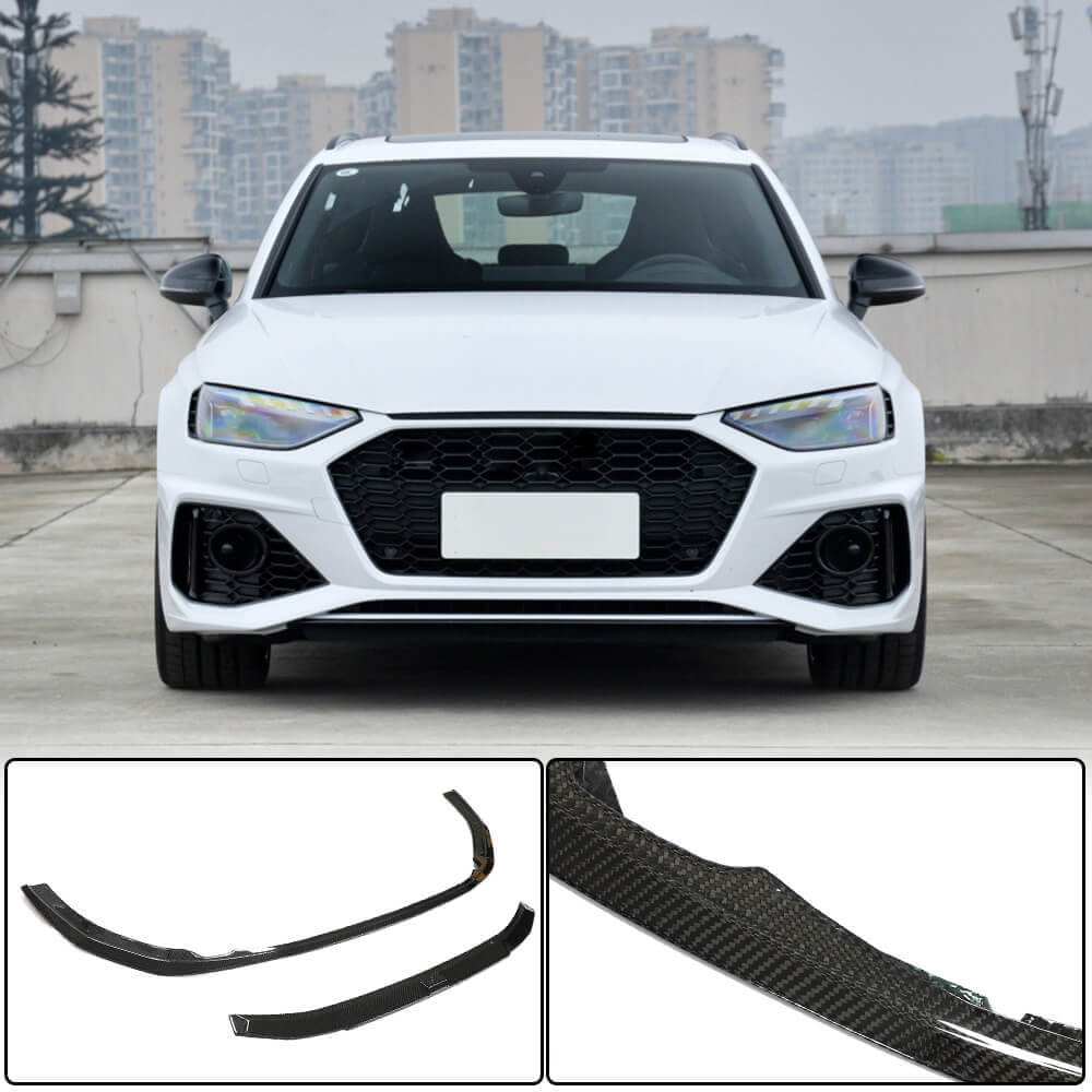 Front Bumper Lip V2 for RS4 Avant 2019-2021 Carbon for Audi A4 B9 2015-2024 - image 1