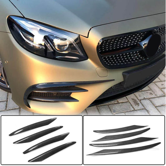Covers on the front bumper (for AMG-Line/E43 AMG 2016-2019, Carbon) for Mercedes E-class W213 2016-2023 - image 1