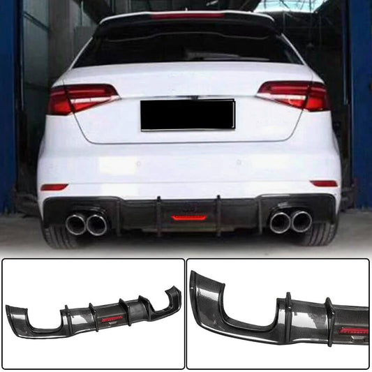 Rear Bumper Diffuser V1 for S-Line HB 2017-2020, Carbon for Audi A3 2012-2020 - image 1