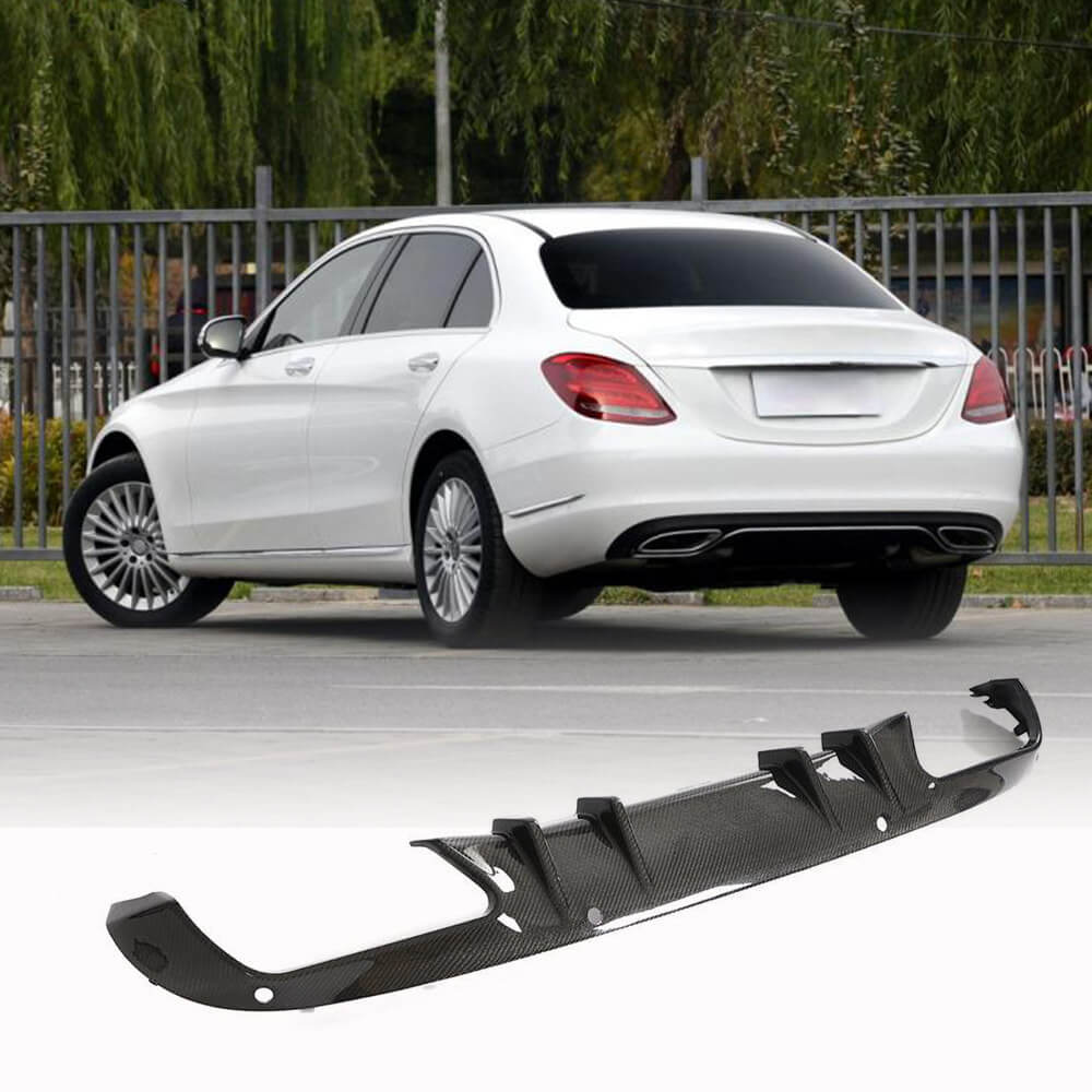 Rear Bumper Diffuser (for SD Base 2015-2019, Carbon) for Mercedes C-сlass W205 2014-2021 - image 1