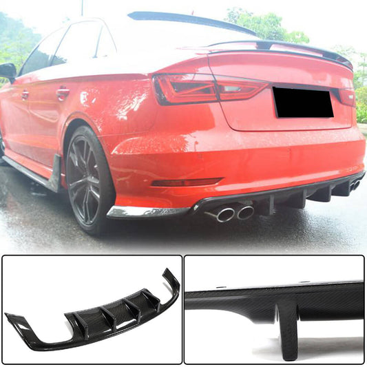 Rear Bumper Diffuser V3 (for S-Line SD 2012-2016, Carbon) for Audi A3 2012-2020 - image 1