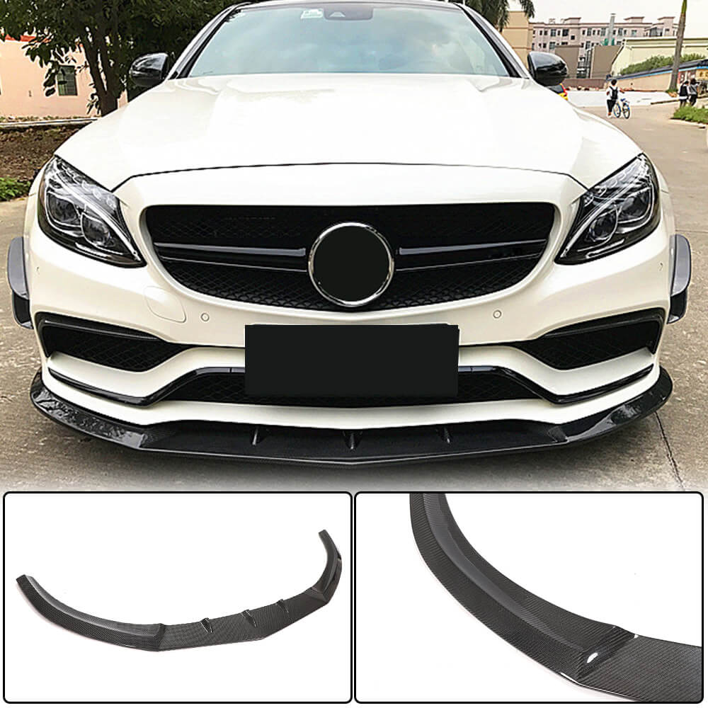 Front Bumper Lip V1 for SD C63 AMG 2015-2019 Carbon for Mercedes C-сlass W205 2014-2021 - image 1