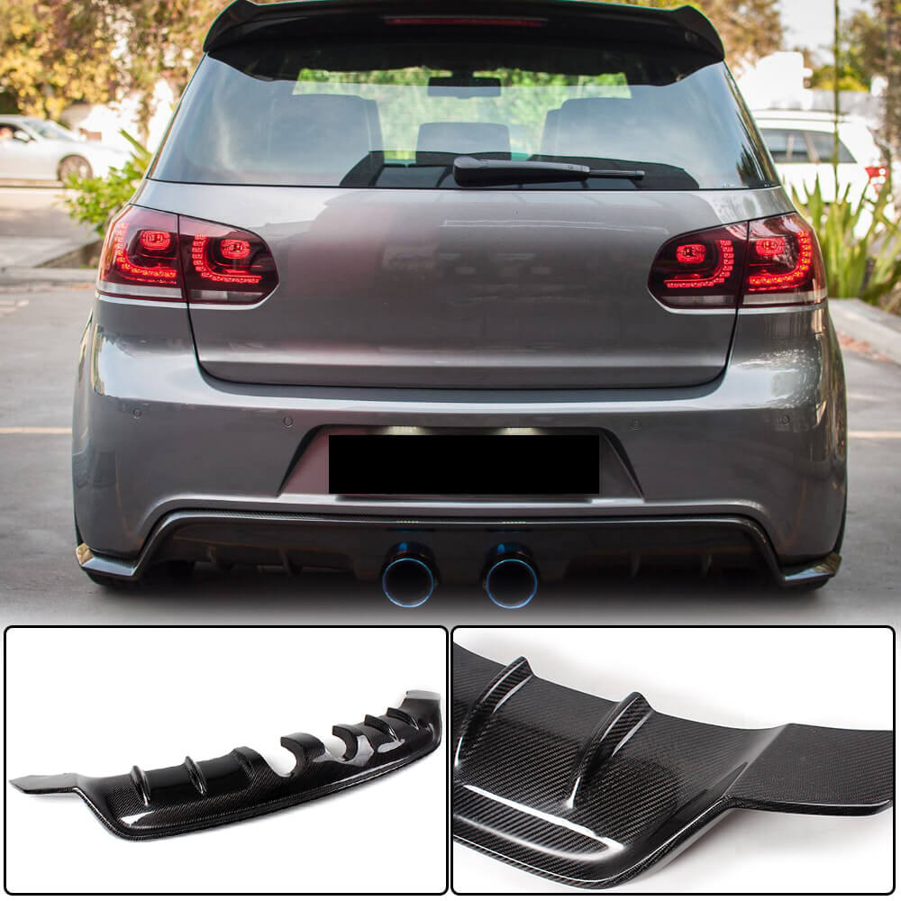 Rear Bumper Diffuser V1 for R/R20 HB 2010-2013 Carbon for Volkswagen Golf 6 2008-2014 - image 1