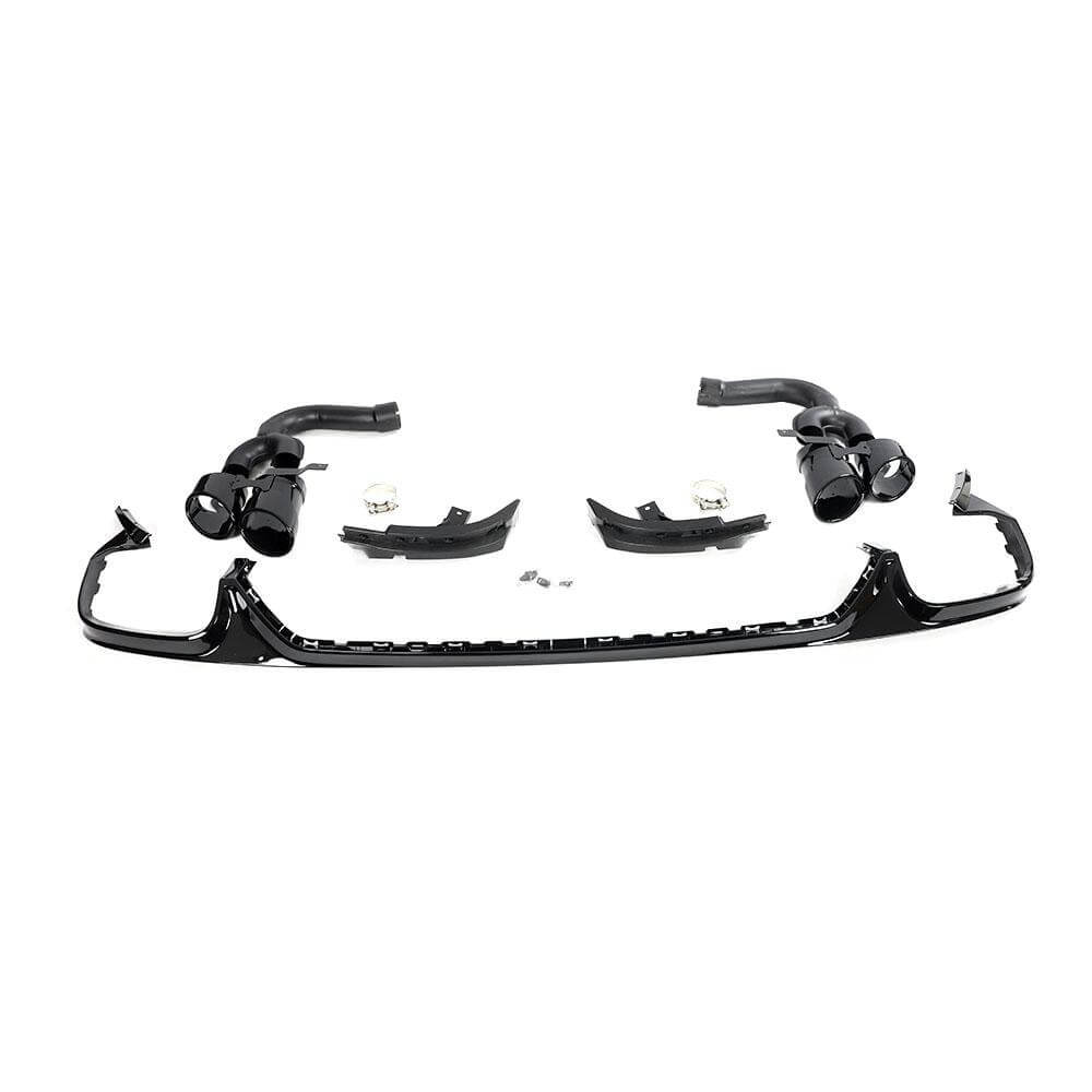 Rear bumper diffuser with nozzles (Black) for Audi Q8 2018- - image 1