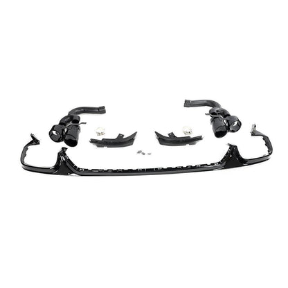 Rear bumper diffuser with nozzles (Black) for Audi Q8 2018- - image 1