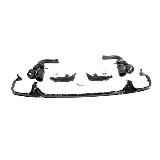 Rear bumper diffuser with nozzles (Black) for Audi Q8 2018- - image 1