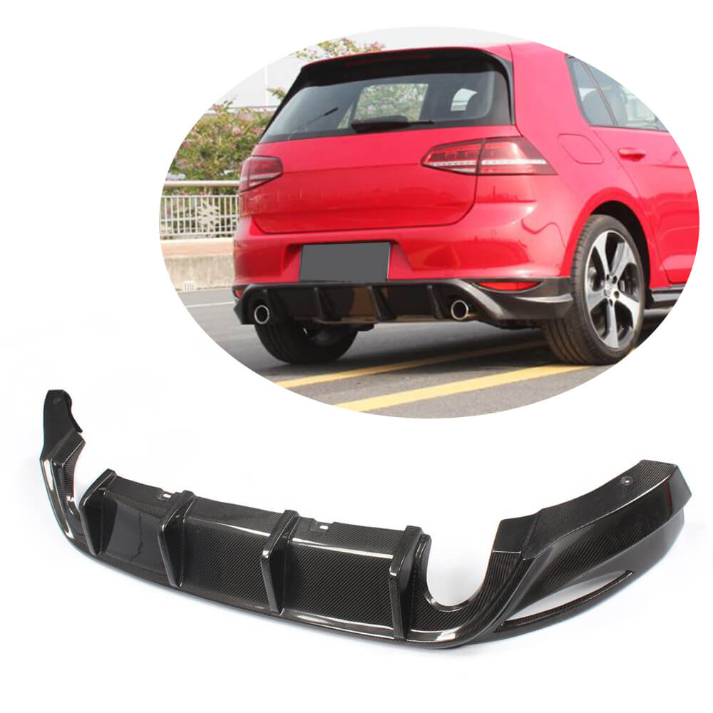 Rear Bumper Diffuser V1 (for Base/GTI HB 2012-2017, Carbon) for Volkswagen Golf 7/E-Golf 2012-2020 - image 1