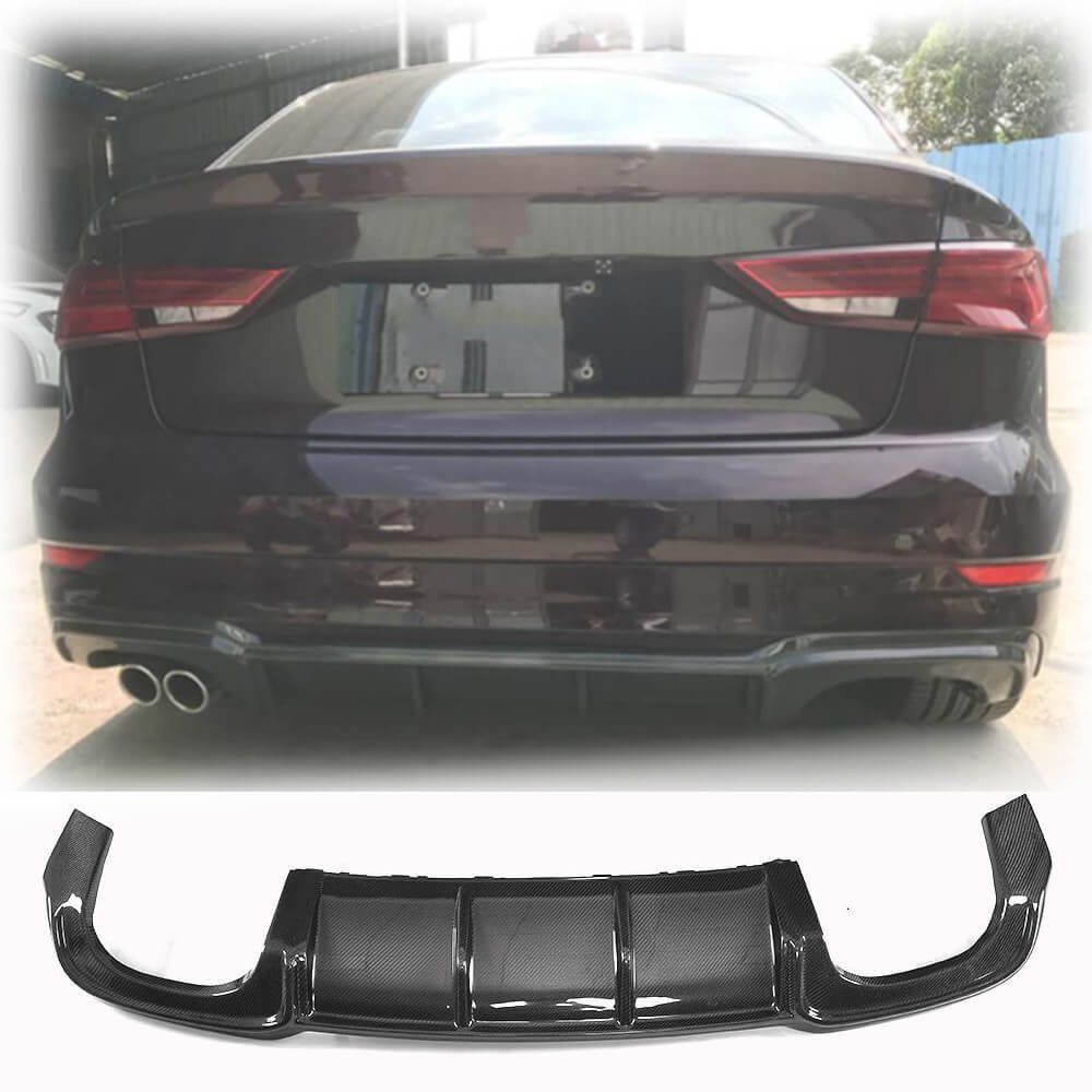 Rear bumper diffuser V4 (for S-Line Sedan 2017-2020, Carbon) for Audi A3 2012-2020 - image 1