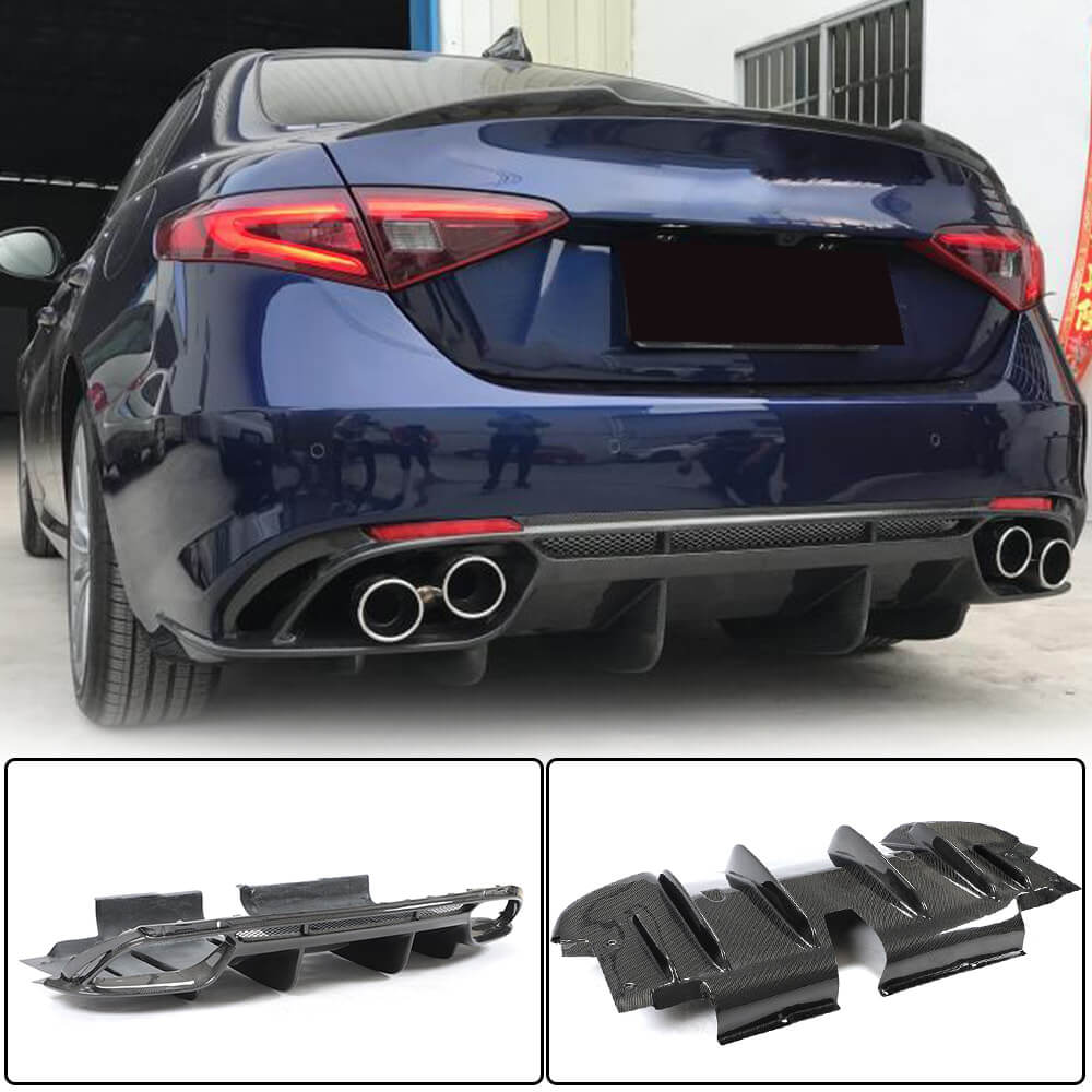 Rear Bumper Diffuser V1 (for Base, Carbon) for Alfa Romeo Giulia 2016-2022 - image 1