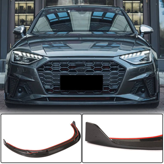 Front bumper lip Lip V1 (for S-Line Sedan 2019-2024, Carbon) for Audi A4 B9 2015-2024 - image 1
