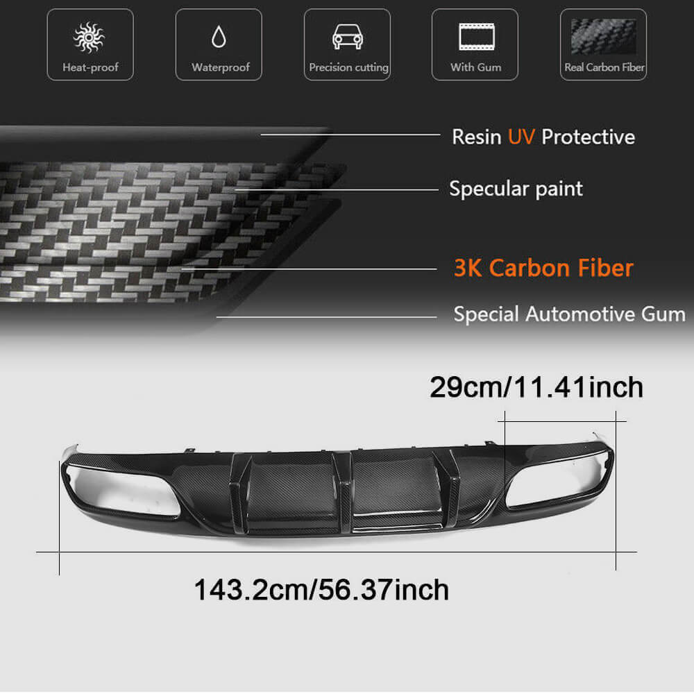 Rear Bumper Diffuser V1 for Coupe/Cabriolet C63 AMG 2015-2019 Carbon for Mercedes C-сlass W205 2014-2021 - image 1