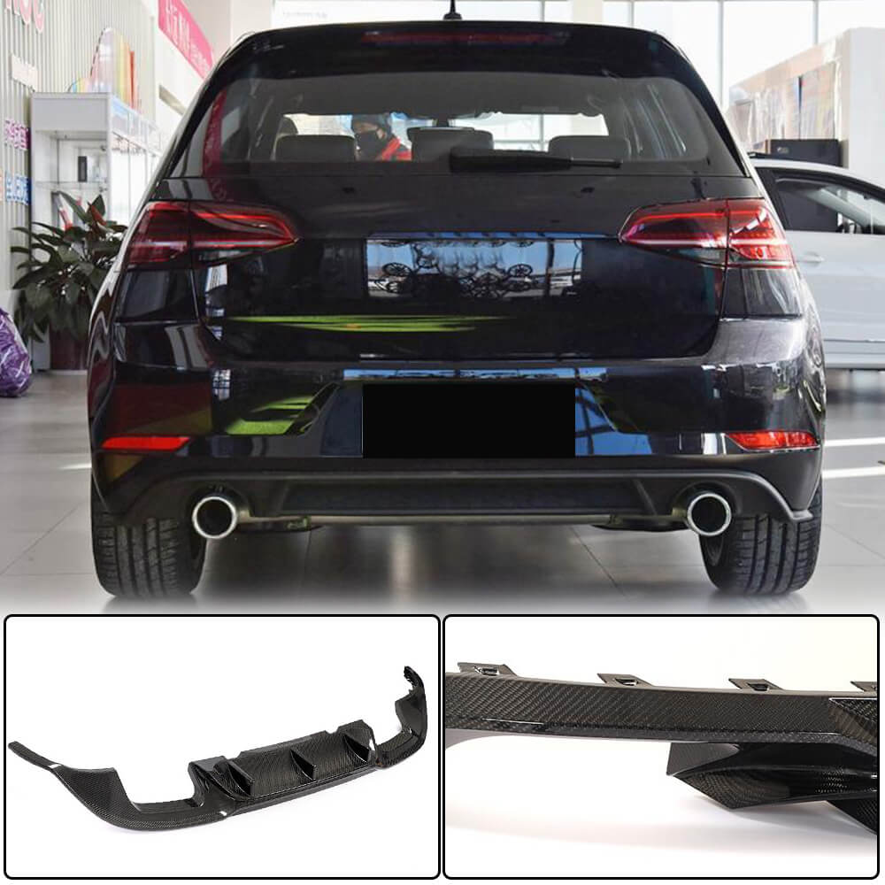 Rear Bumper Diffuser (for Base/GTI HB 2017-2020, Carbon) for Volkswagen Golf 7/E-Golf 2012-2020 - image 1