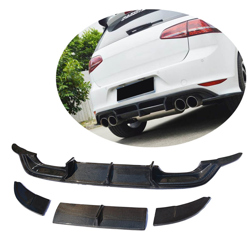 Rear Bumper Diffuser (for R-Line HB 2012-2017, Carbon) for Volkswagen Golf 7/E-Golf 2012-2020 - image 1