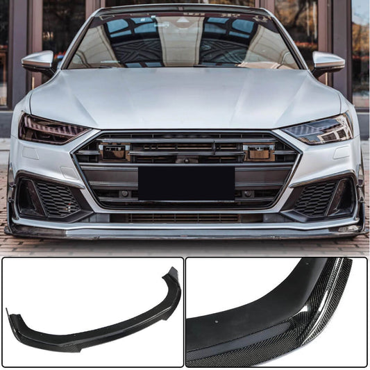 Front Bumper Lip Spoiler (for S-Line 2018-2022, Carbon) for Audi A7 2018- - image 1