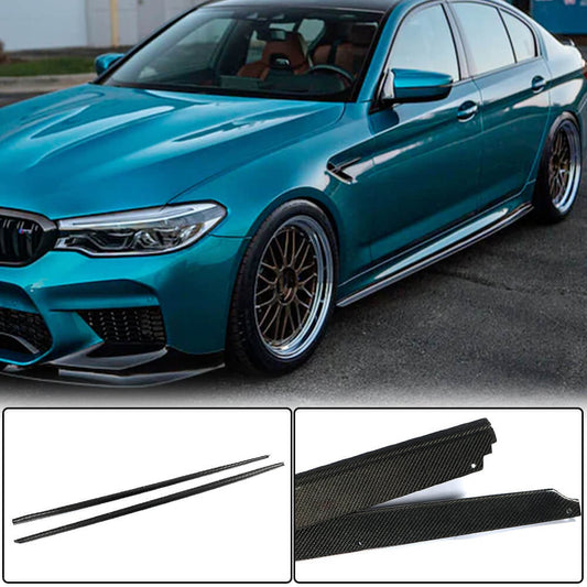 Side Skirt Extensions V2 (for M-Sport/M5 2017-2020, Carbon) for BMW 5 Series G30/G31 2017-2023 - image 1