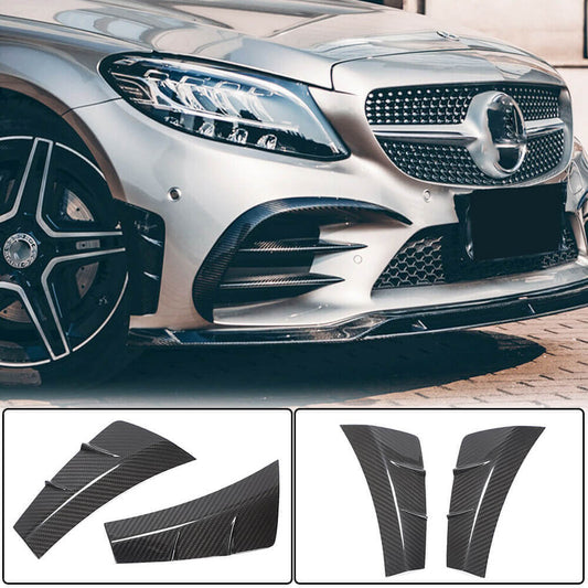 Covers on the front bumper V2 (for C43 AMG 2019-2021, Carbon) for Mercedes C-class W205 2014-2021 - image 1