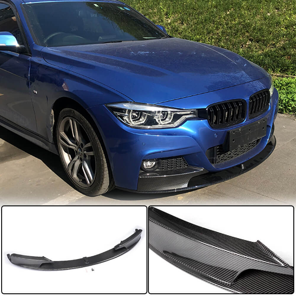 Front Bumper Lip Carbon Fiber V4 (M-Sport) for BMW 3 series F-30/31/34 2012-2019 - image 1