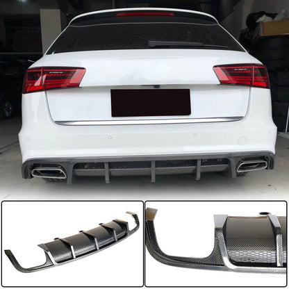 Rear Bumper Diffuser (for S-Line SW 2014-2018, Carbon) for Audi A6 C7 2011-2017 - image 1