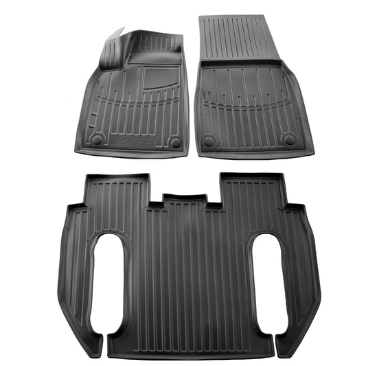 Rubber Floor Mats Stingray 3D (For Plaid, 6-Seater, 3 pcs) for Tesla Model X 2015- - image 1