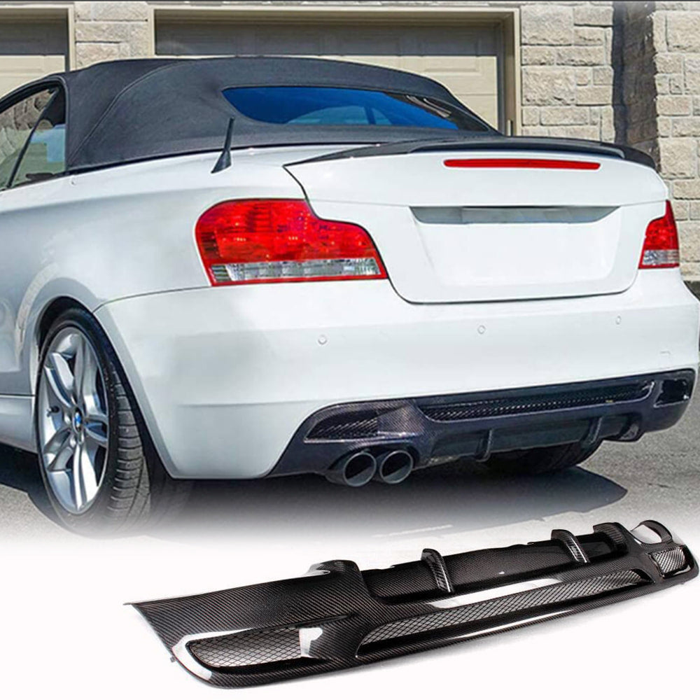 Rear Bumper Diffuser Carbon Fiber V1 (for E82/E88 M Sport) for BMW 1 series E81/82/87/88 2004-2011 - image 1