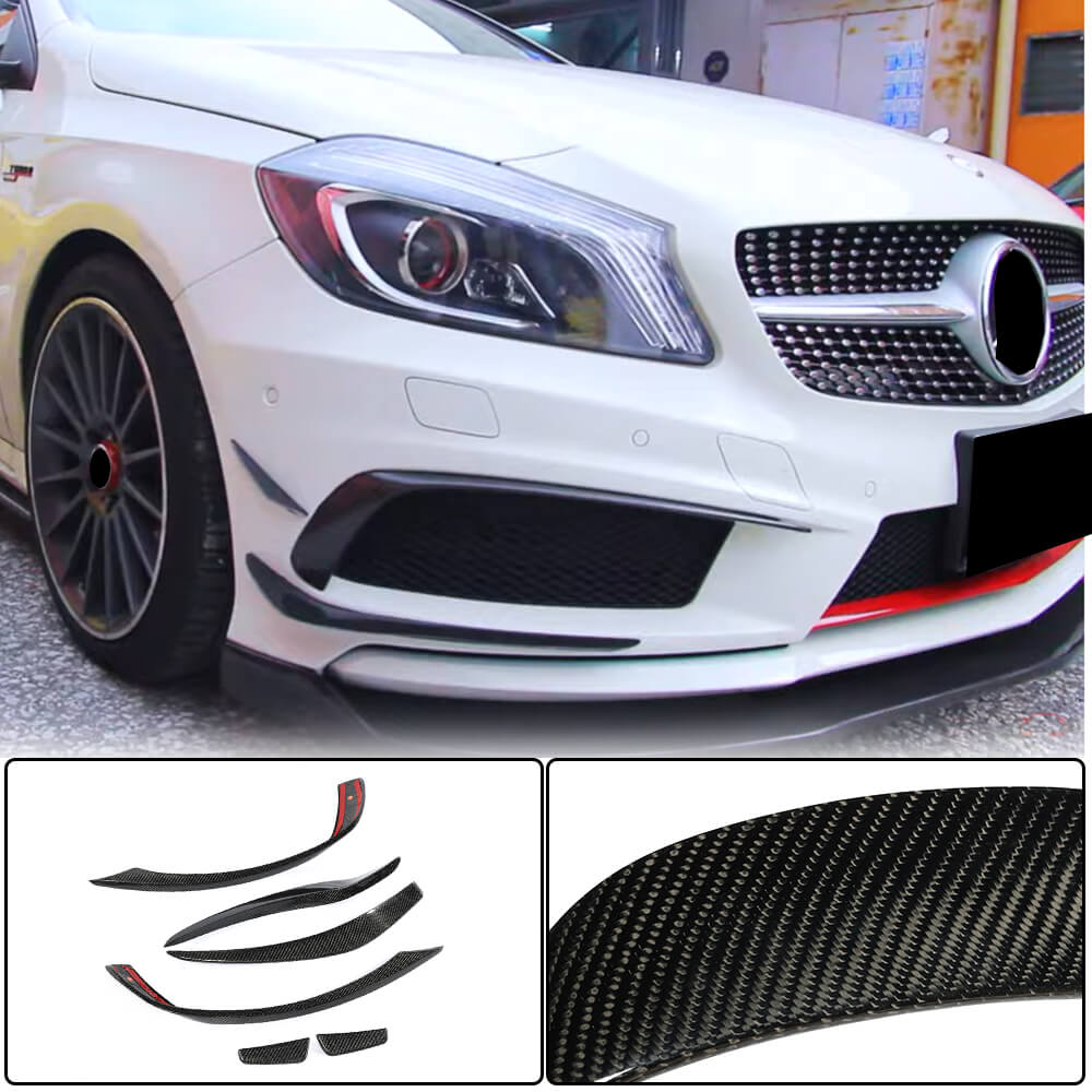 Covers on the front bumper (for AMG-Line / A45 AMG HB 2013-2015, Carbon) for Mercedes A-class W176 2012-2018 - image 1