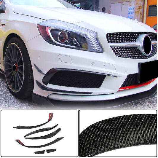 Covers on the front bumper (for AMG-Line / A45 AMG HB 2013-2015, Carbon) for Mercedes A-class W176 2012-2018 - image 1