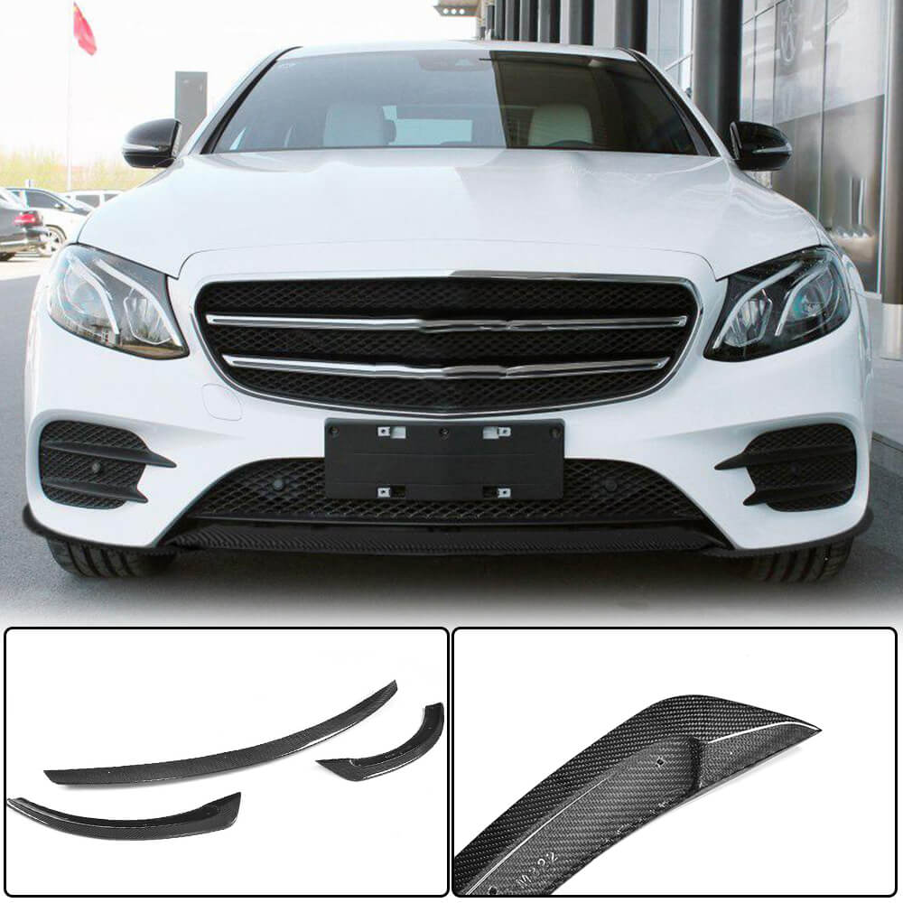 Front Bumper Lip V2 for AMG-Line / E43 AMG 2016-2019, Carbon for Mercedes E-сlass W213 2016-2023 - image 1