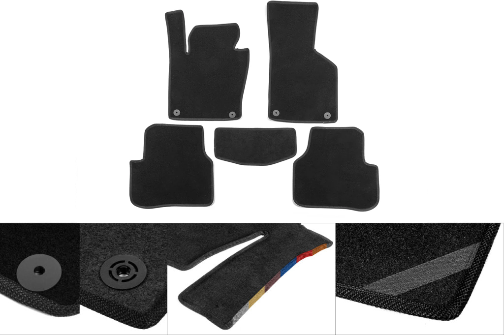 Classic textile floor mats with sill coverage (3 pcs, black) for Volkswagen LT 1995-2006 - image 1