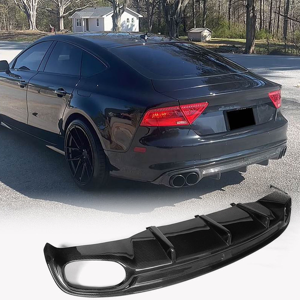 Rear Bumper Diffuser V2 (for S-Line, 2010-2014, Carbon) for Audi A7 2010-2018 - image 1