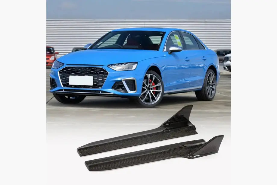 Side Skirt Extensions (for S-Line SD 2019-2024, Carbon) for Audi A4 B9 2015-2024 - image 1