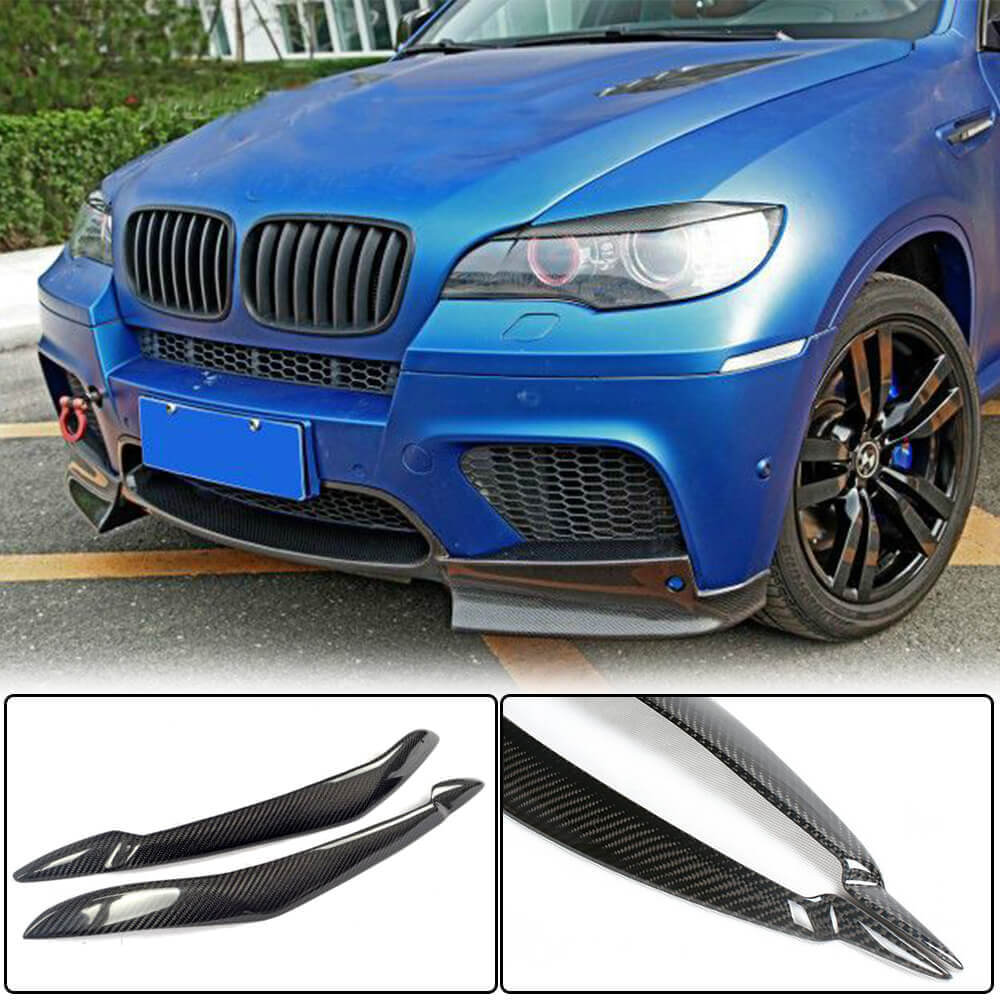 Headlight Eyebrows Lamp Eyelids Carbon Fiber for BMW X6 E-71 2008-2014 - image 1