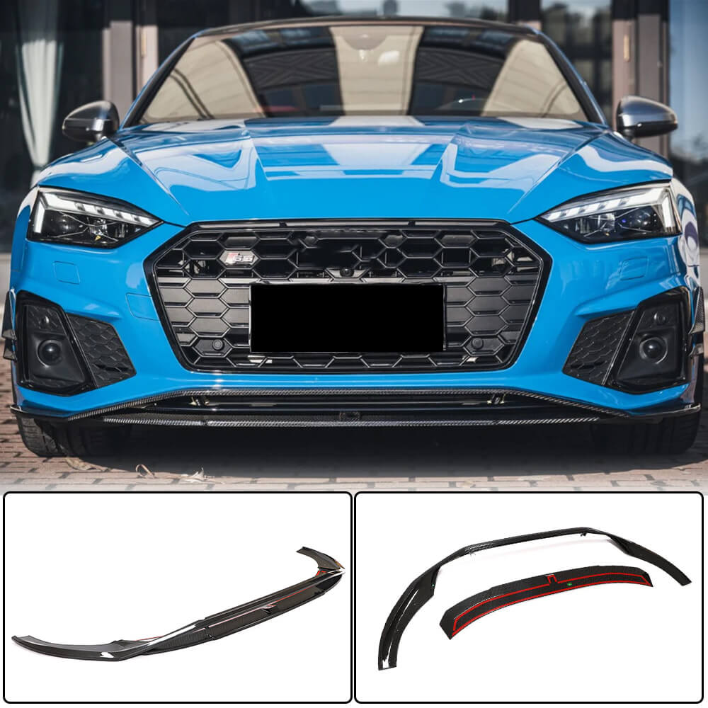 Front bumper lip V1 (for S-Line 2021-2025, Carbon) for Audi A5 2016-2025 - image 1