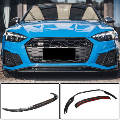 Front bumper lip V1 (for S-Line 2021-2025, Carbon) for Audi A5 2016-2025 - image 1