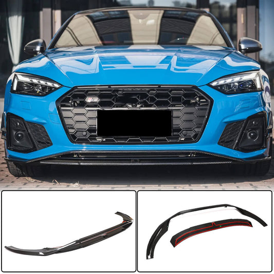 Front bumper lip V1 (for S-Line 2021-2025, Carbon) for Audi A5 2016-2025 - image 1