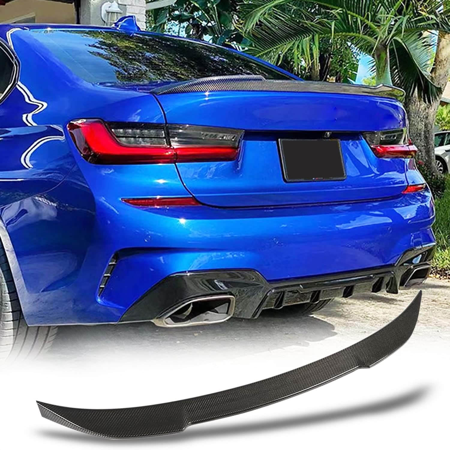Rear Trunk Spoiler Dry Carbon Fiber V5 (SD) for BMW 3 series G20/21 2018- - image 1