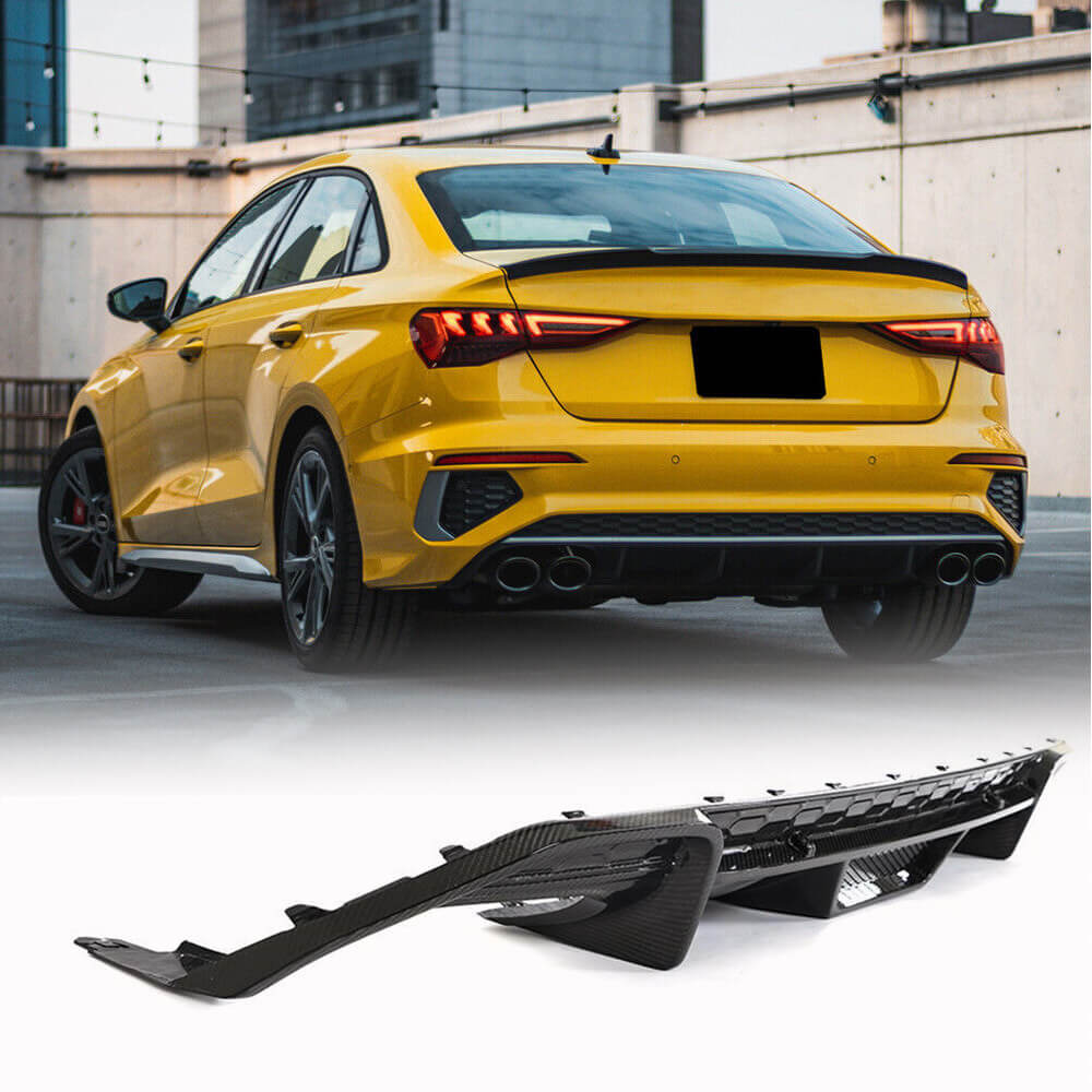 Rear bumper diffuser V1 (for S-Line Sedan 2020-2023, Carbon) for Audi A3 2020- - image 1